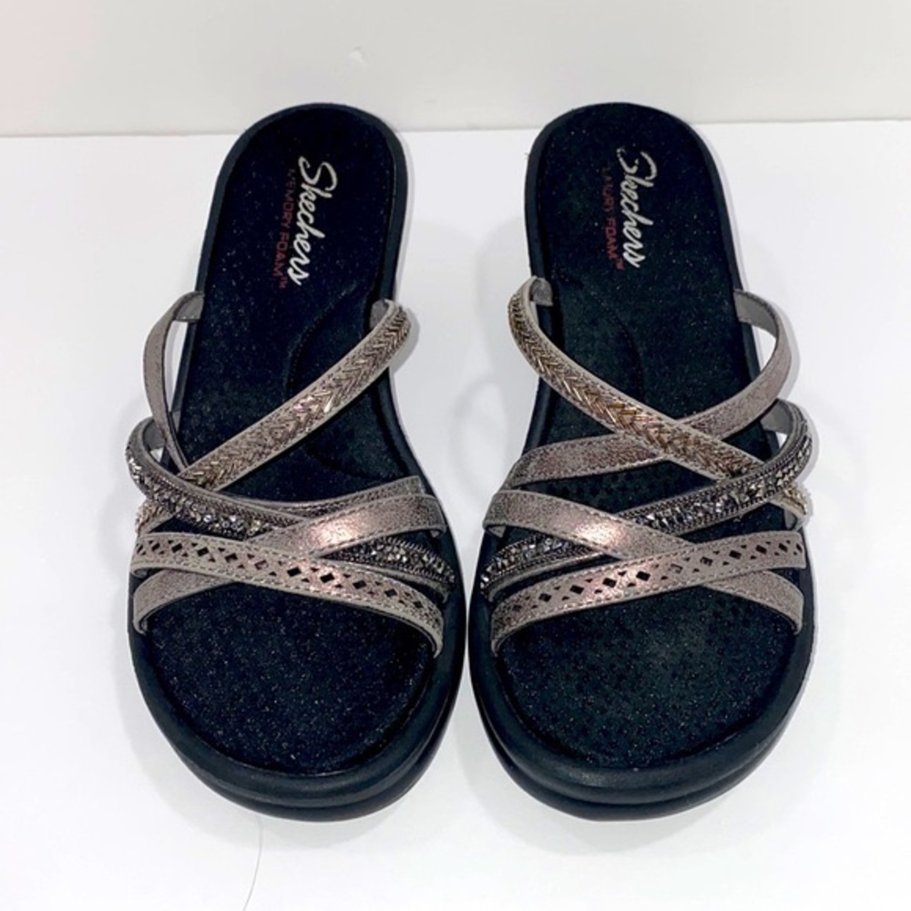 Sketchers embellished wedge sandals size 8